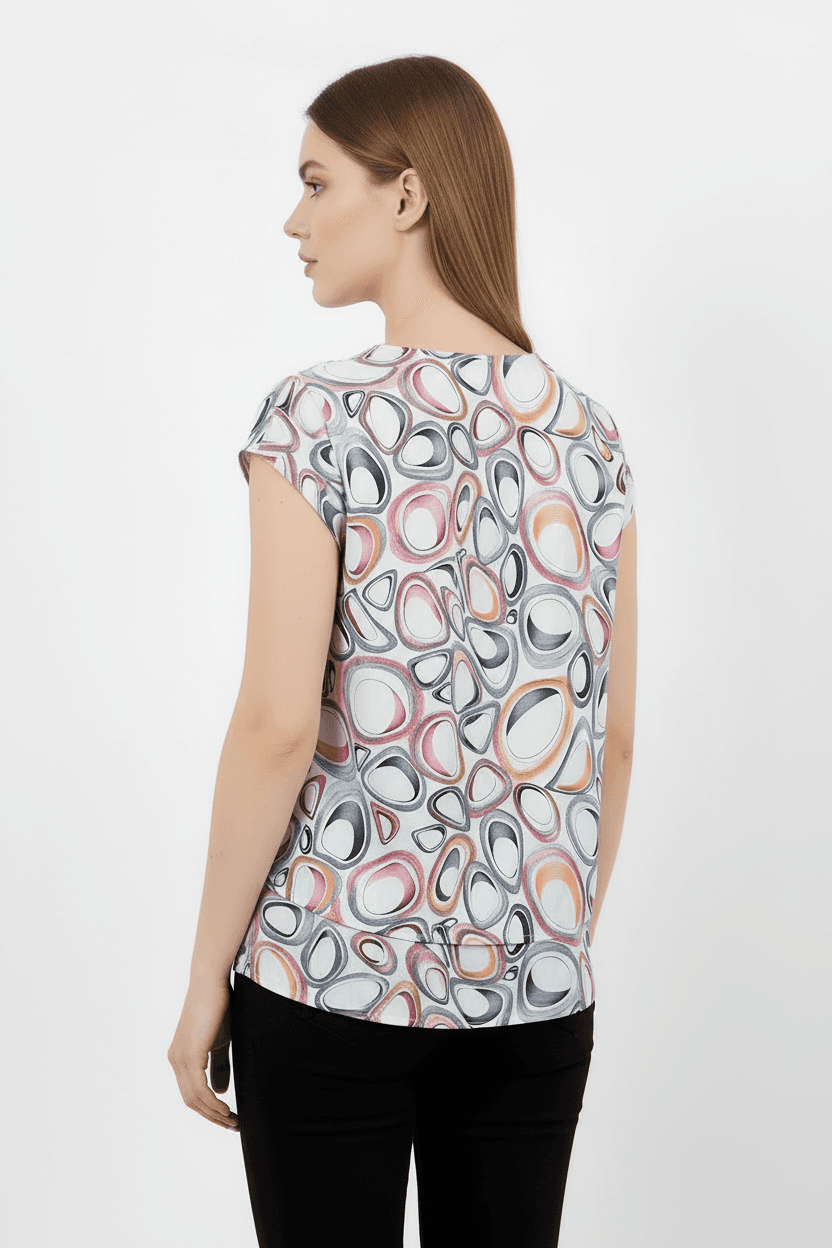 Patterned Short Sleeve Blouse