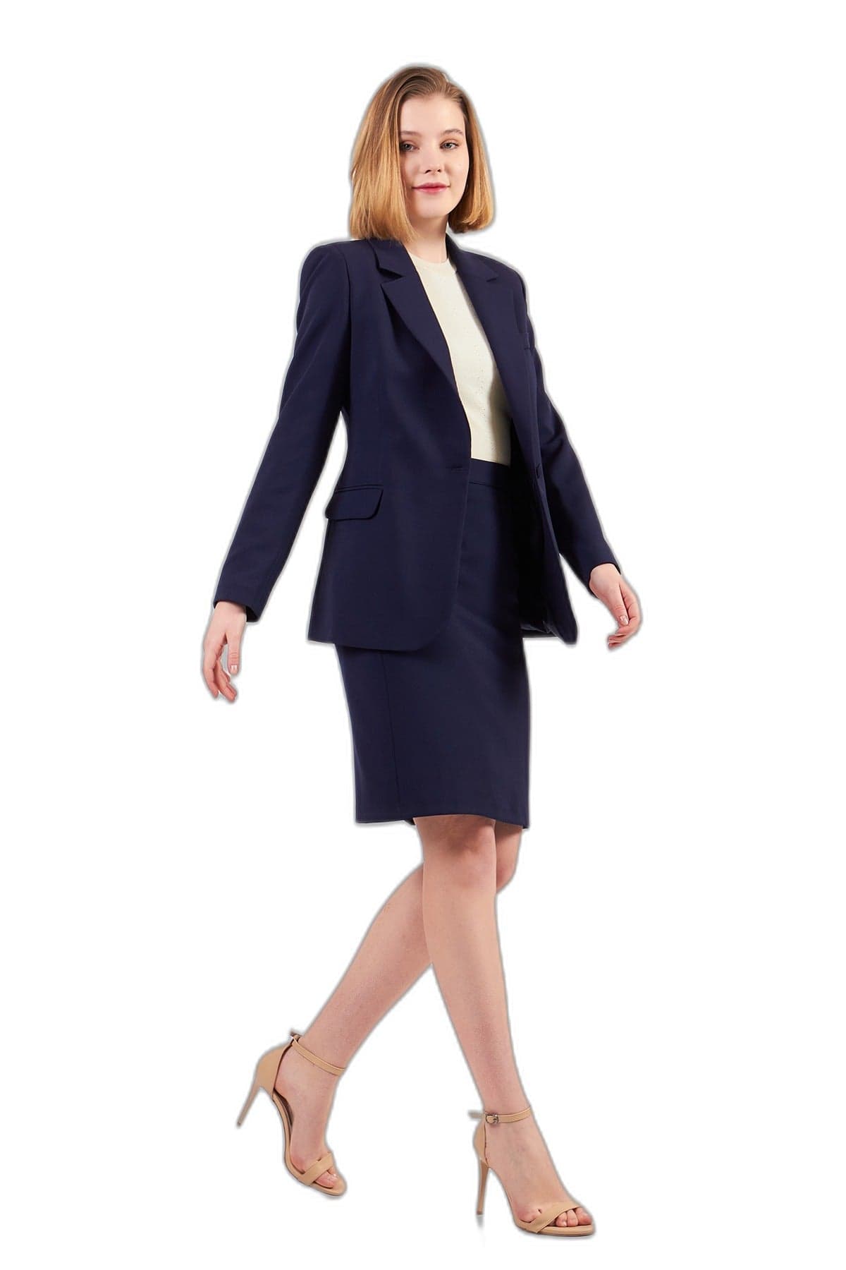 Navy Blue Jacket Skirt Suit