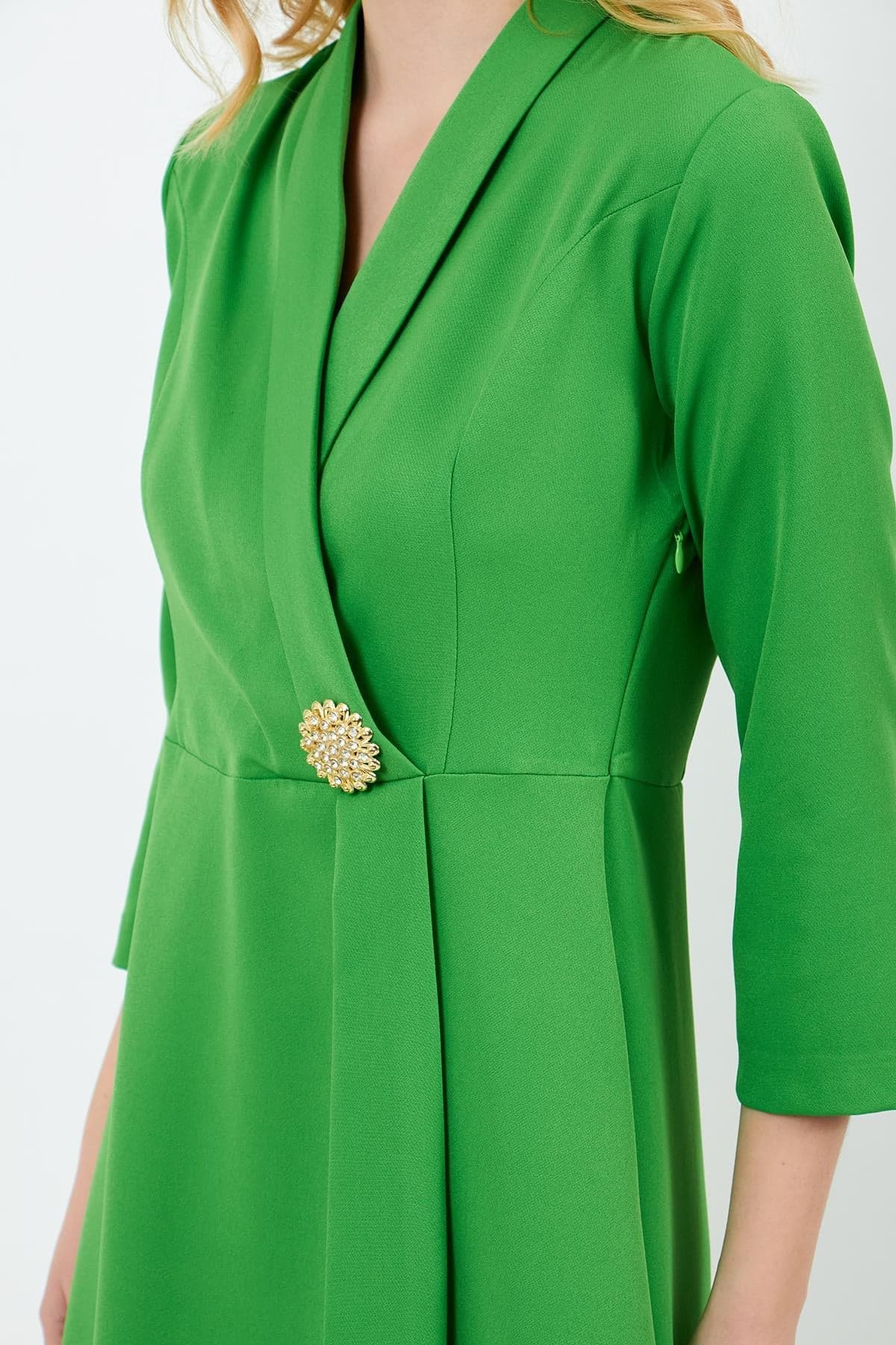 Green Brooch Dress