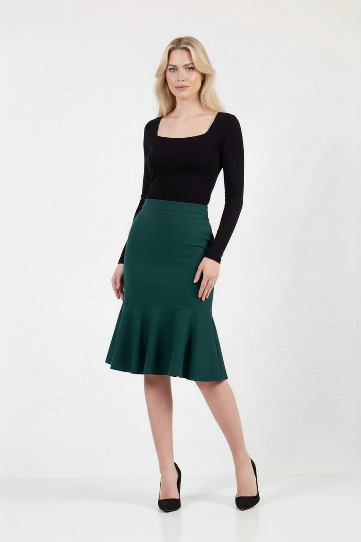 Emerald Green Ruffled Skirt