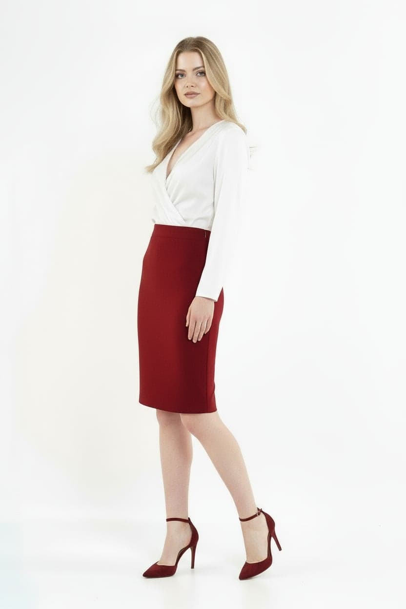 Burgundy Pencil Skirt