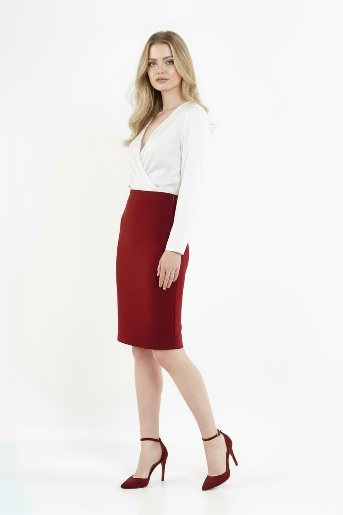 Burgundy Pencil Skirt