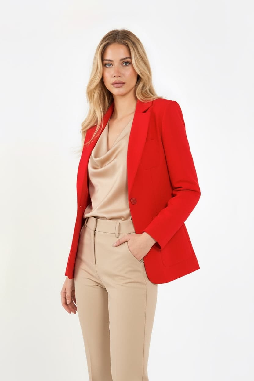Red Single Button Jacket
