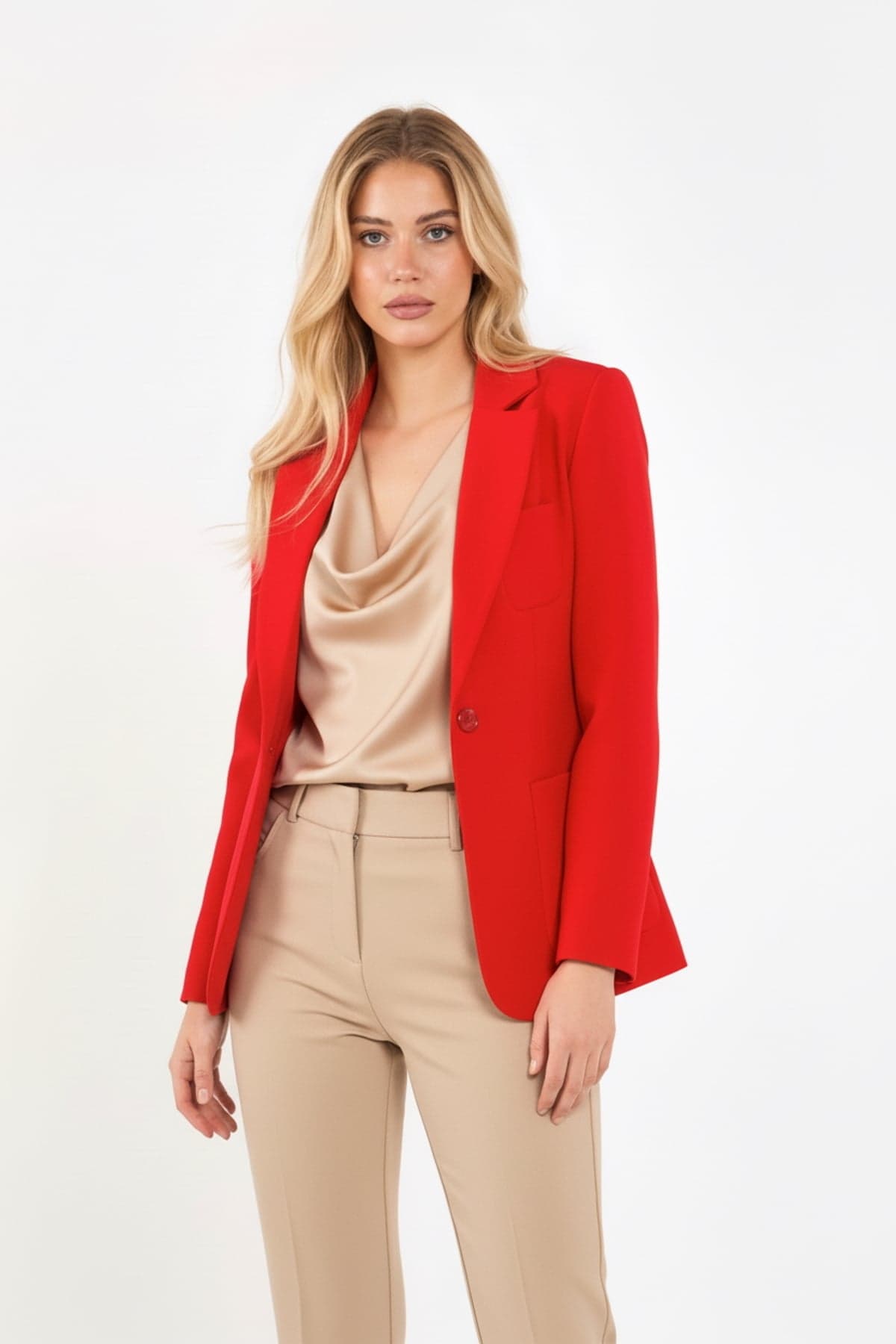 Red Single Button Jacket