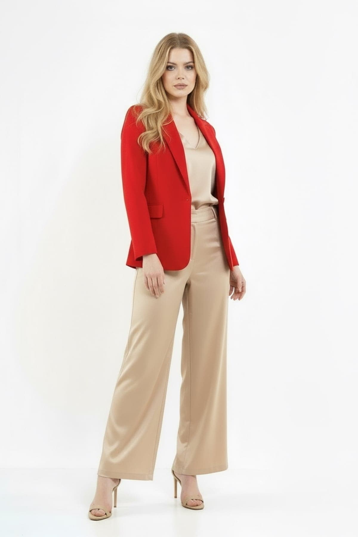 Red Single Button Jacket