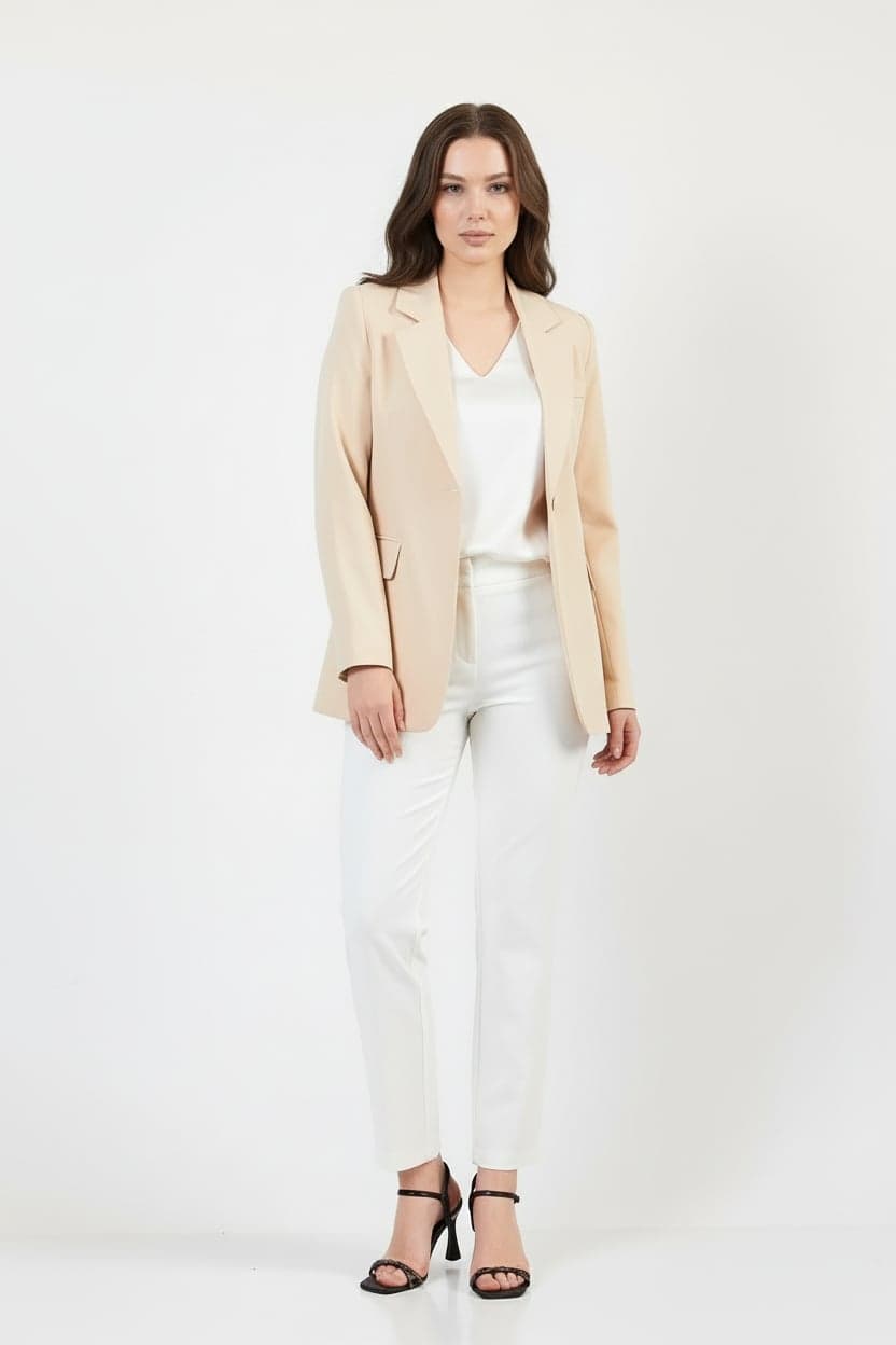 Beige Single Button Jacket