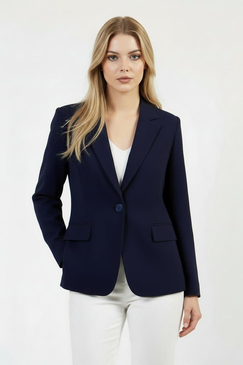 Navy Blue Single Button Blazer