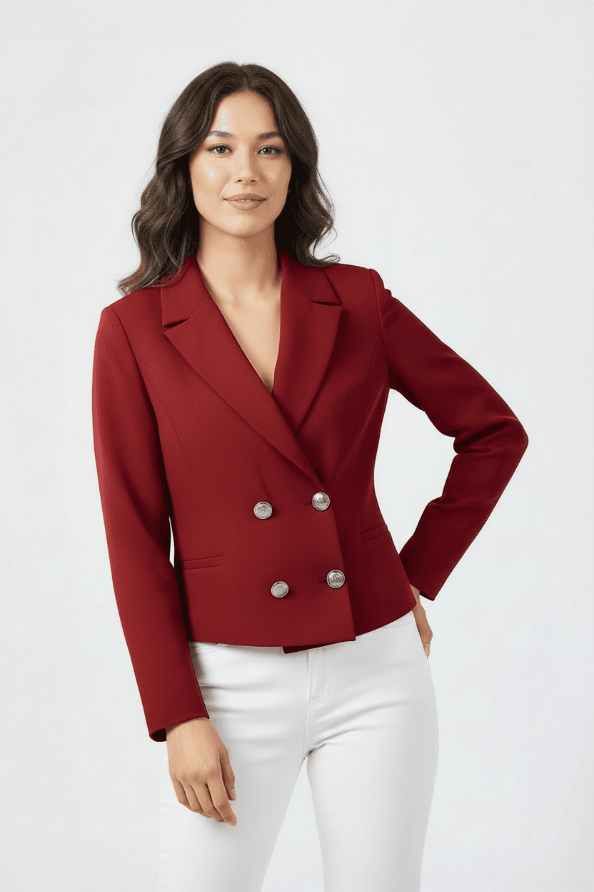 Burgundy Short Cropped Blazer Jacket