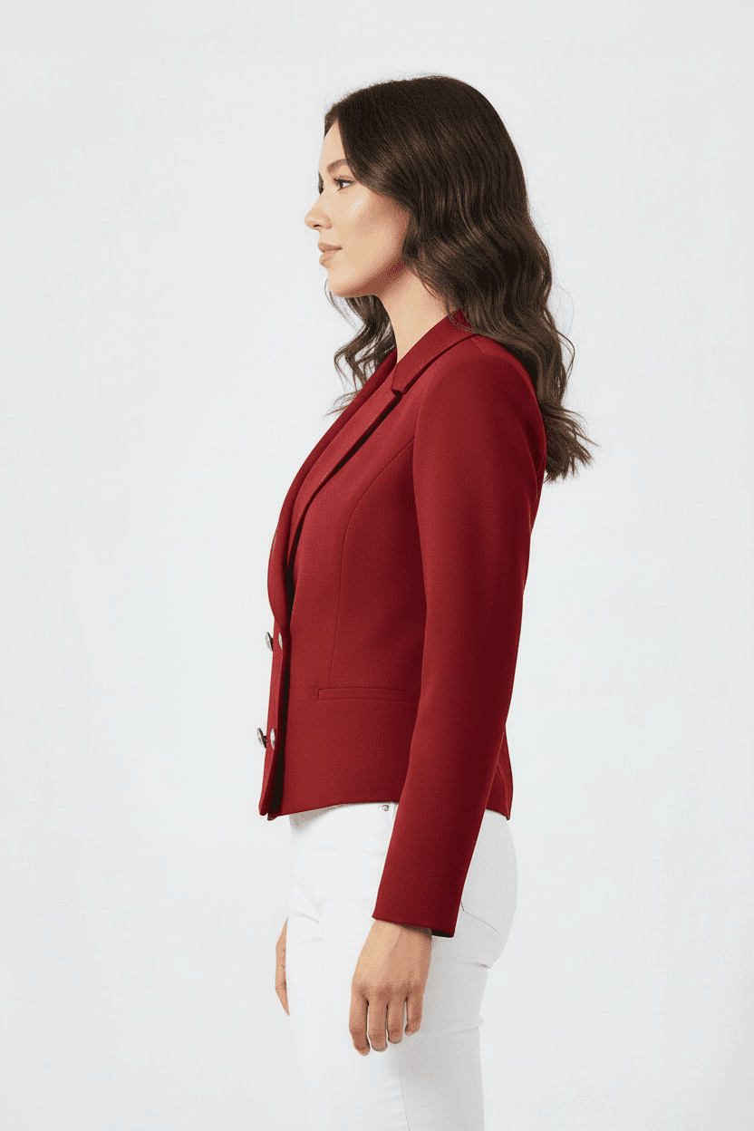 Burgundy Short Cropped Blazer Jacket