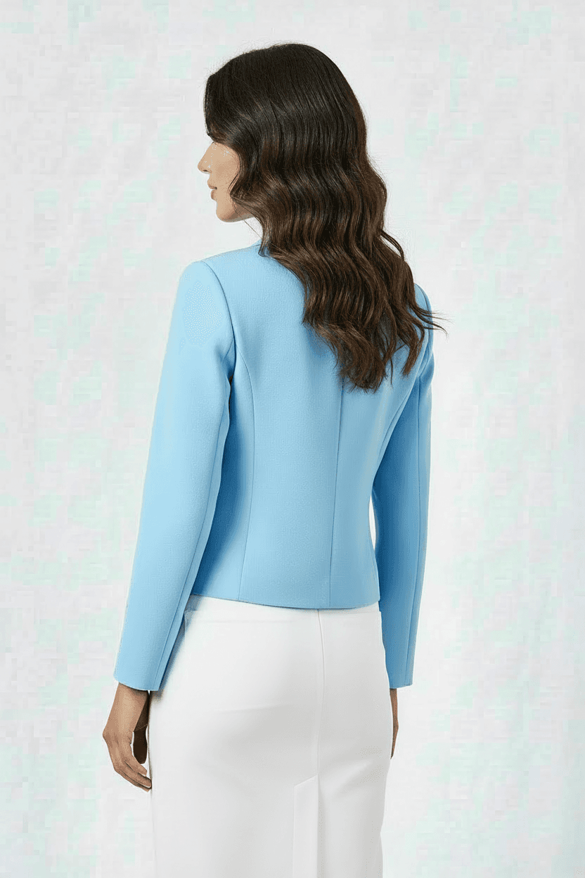 Blue Short Cropped Blazer Jacket