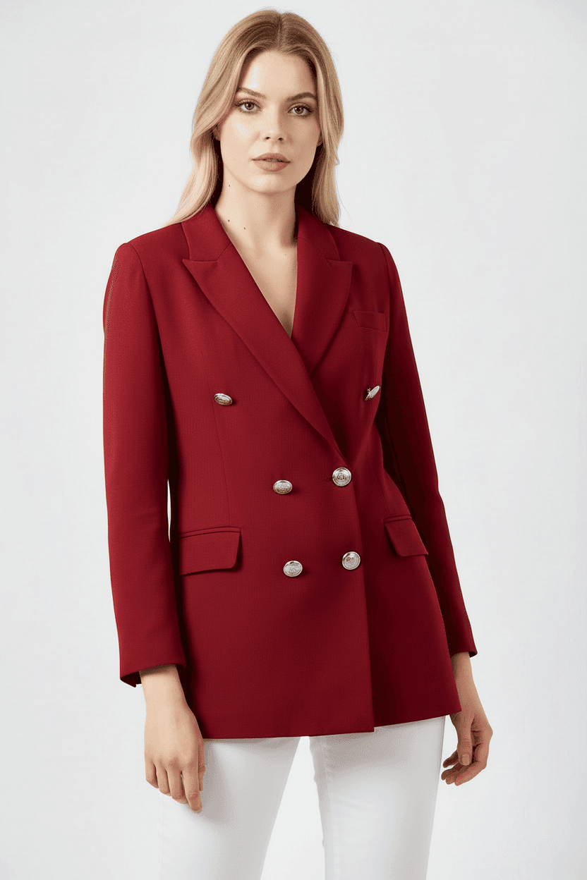 Burgundy Cropped Blazer Jacket