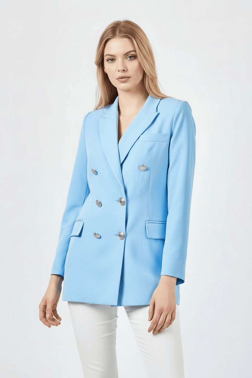 Navy Blue Cropped Blazer Jacket