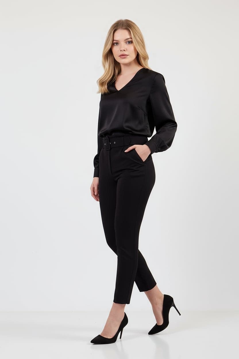 Black Belted Trousers