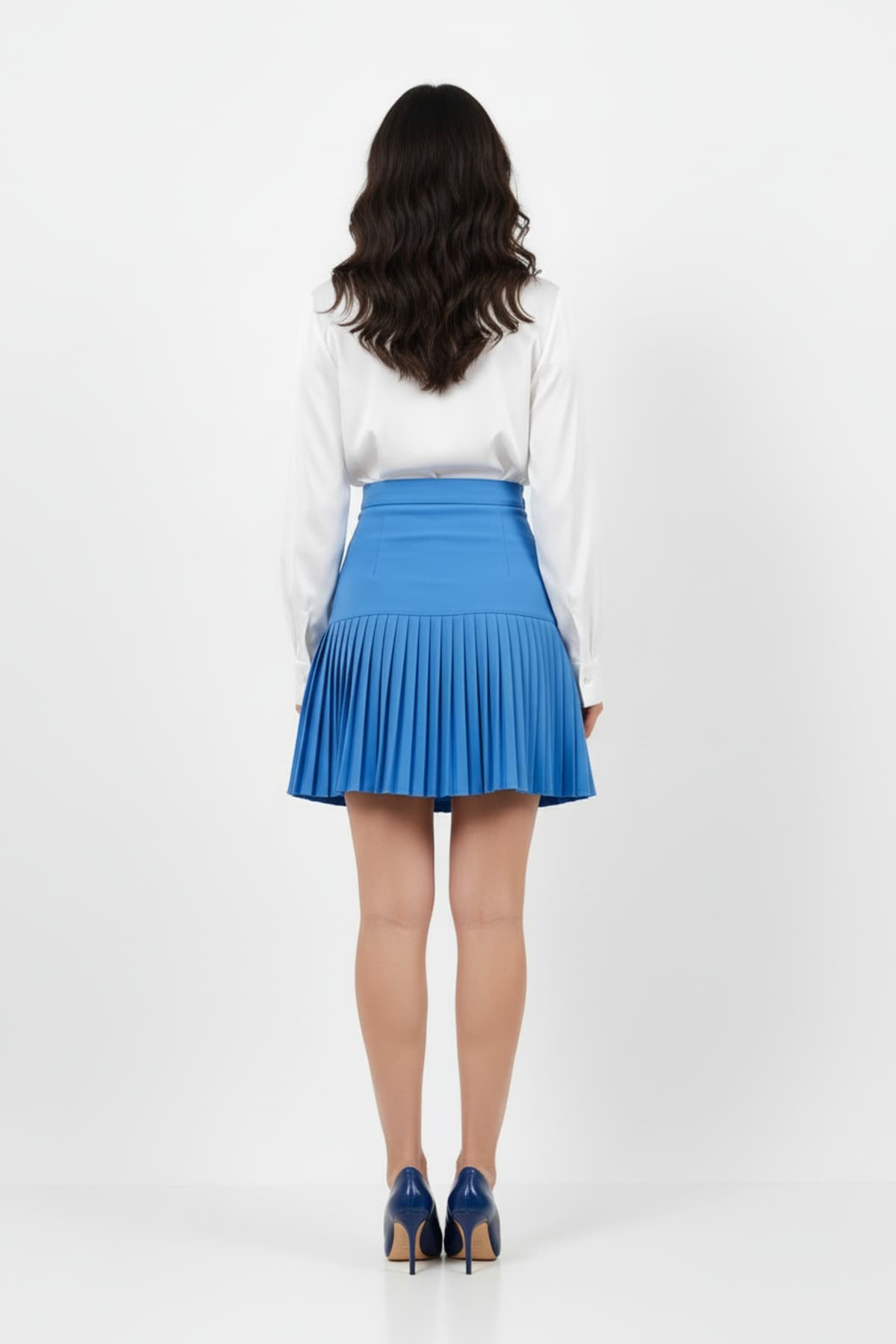 Navy Blue Pleated Skirt