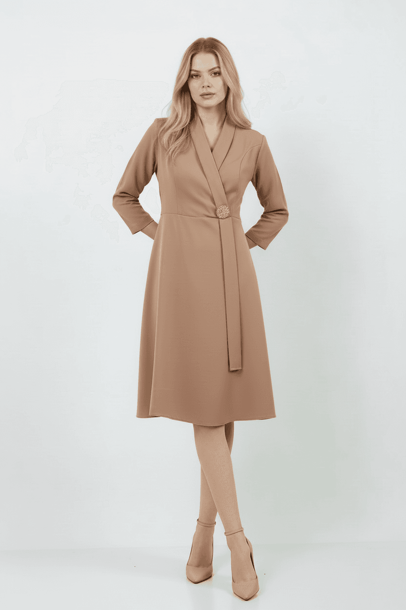 Light Brown Brooch Dress