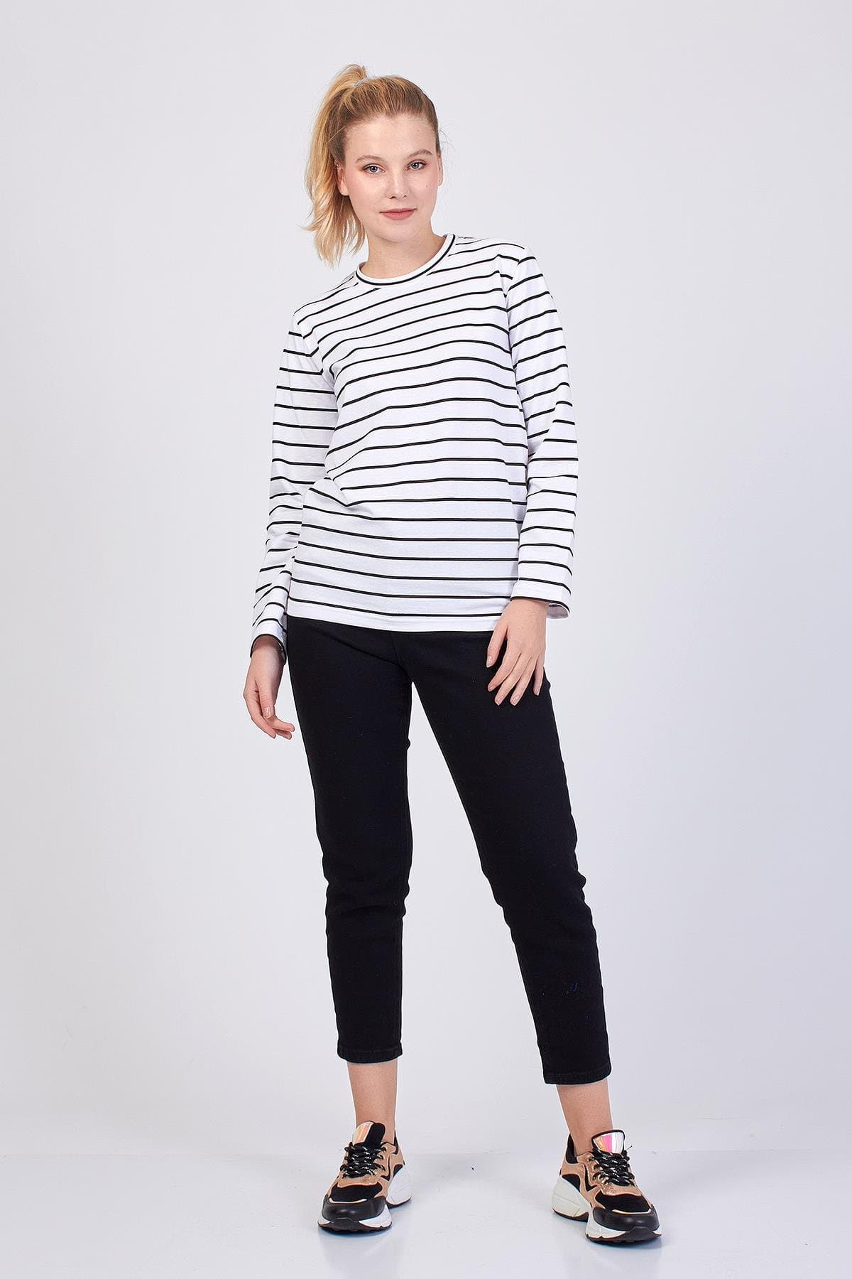 White Striped Sweatshirt