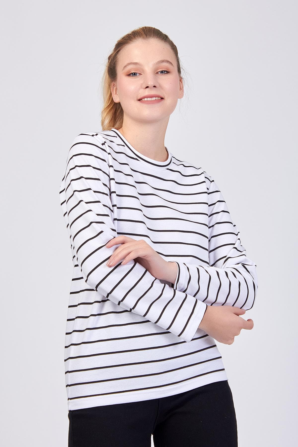 White Striped Sweatshirt