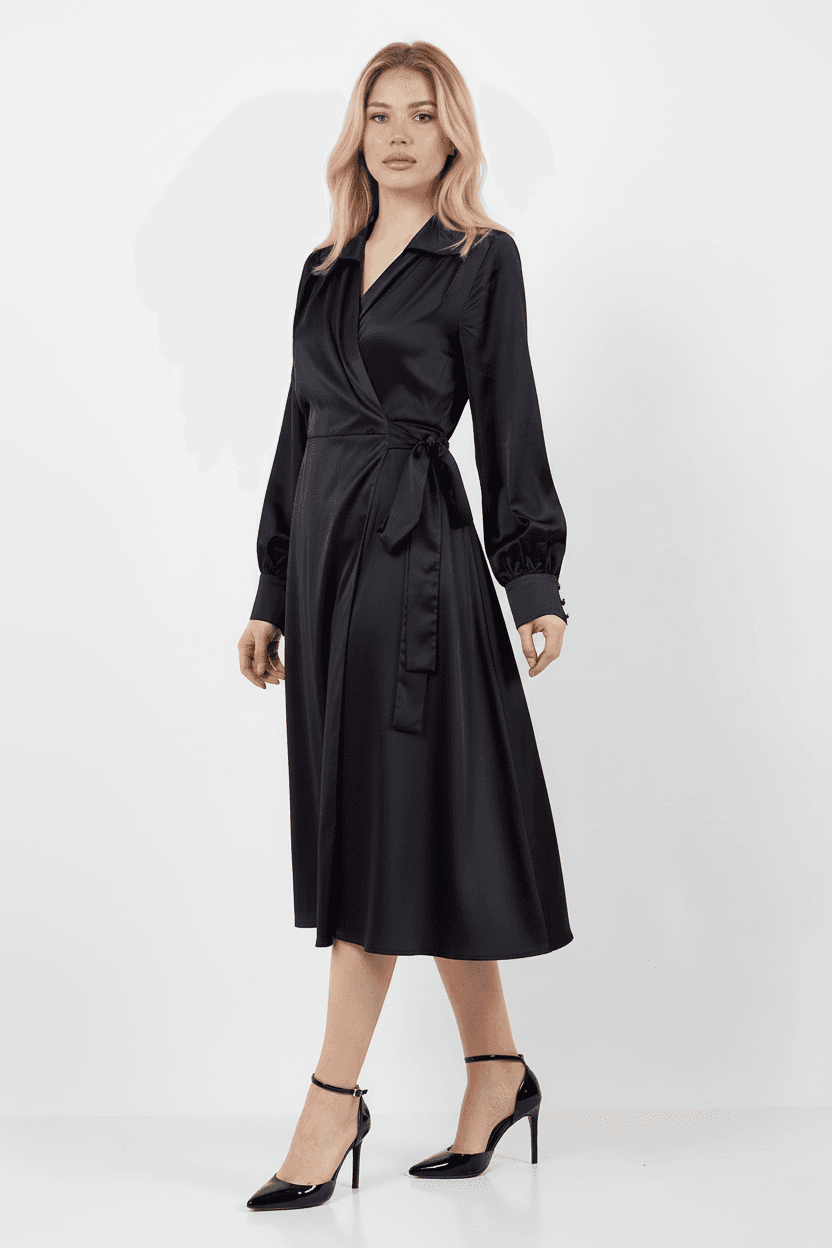 Black Matte Satin Dress