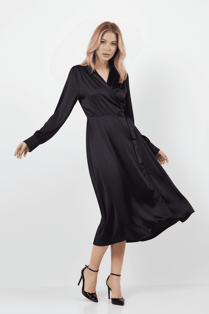 Black Matte Satin Dress