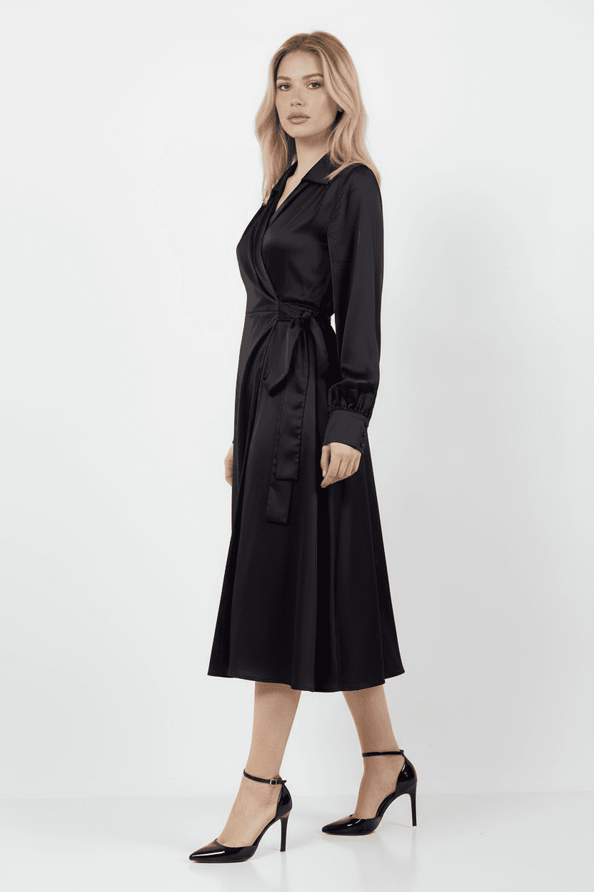Black Matte Satin Dress