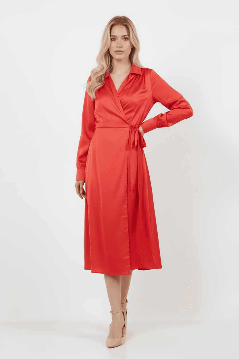 Pomegranate Matte Satin Dress