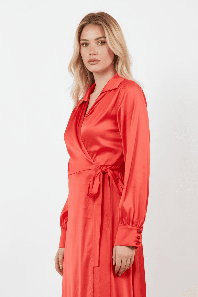Pomegranate Matte Satin Dress