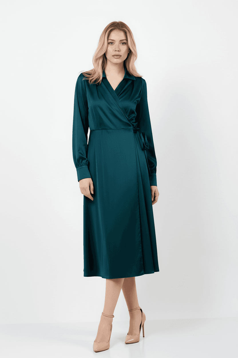 Emerald Green Matte Satin Dress