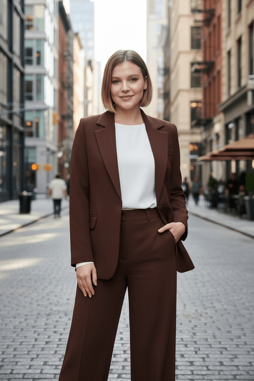 Brown Single Button Jacket