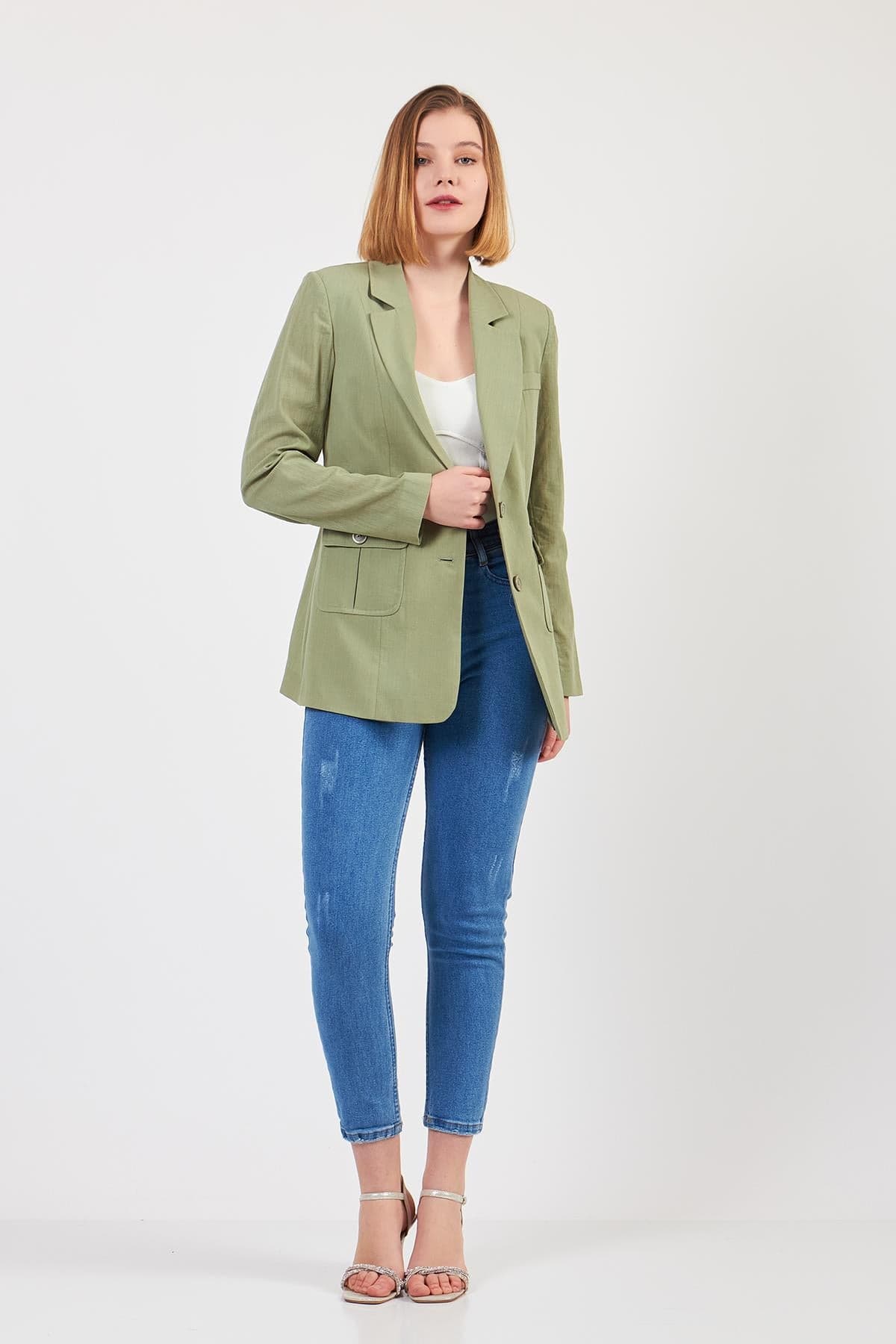 Sage Green Linen Jacket