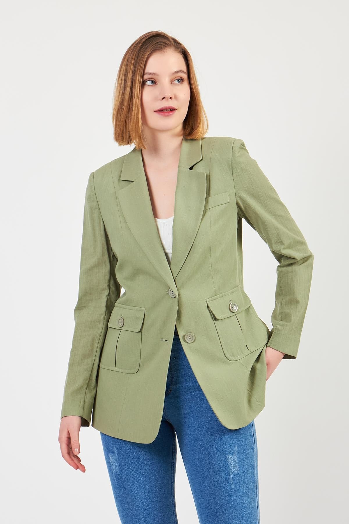 Sage Green Linen Jacket