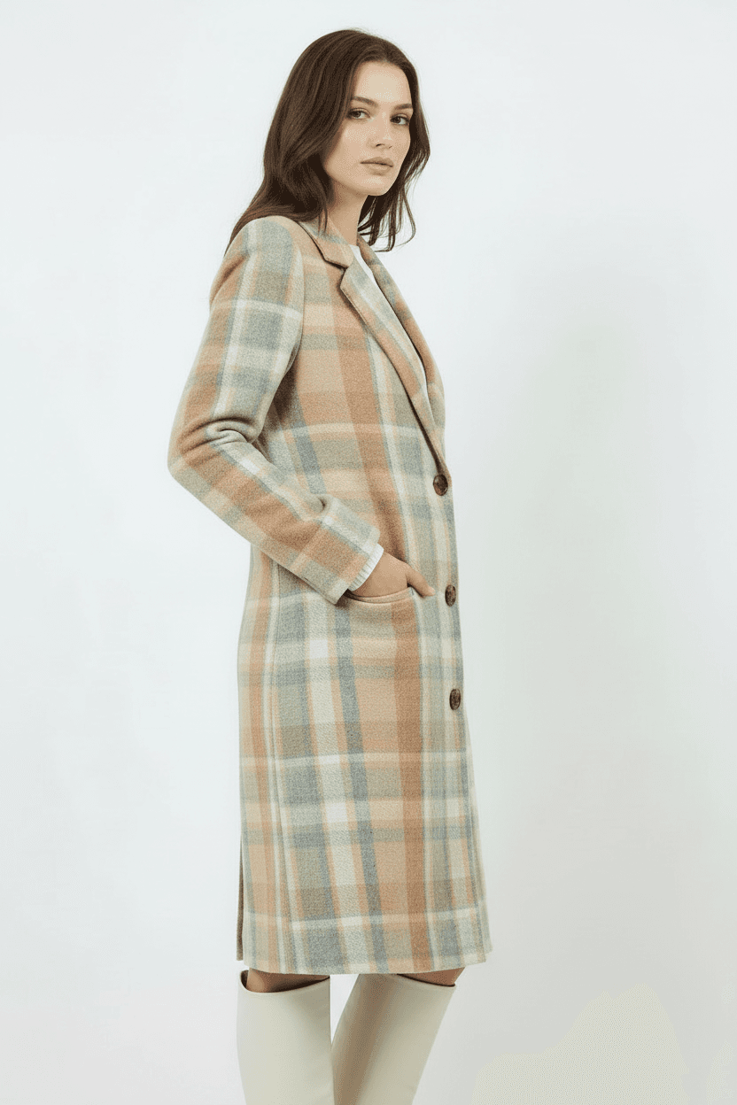 Light-colored Check Coat