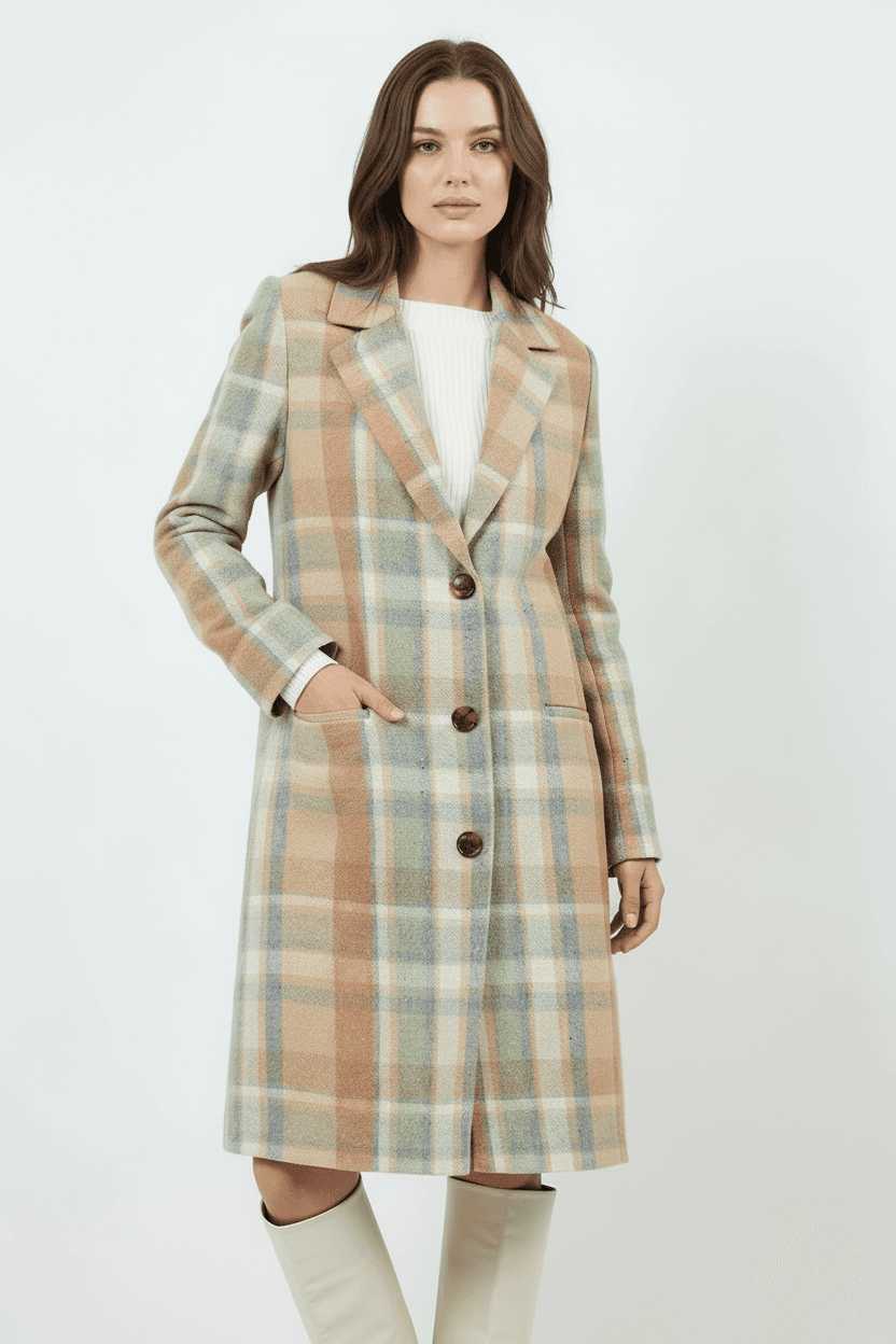 Light-colored Check Coat