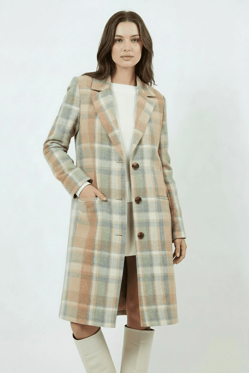 Light-colored Check Coat