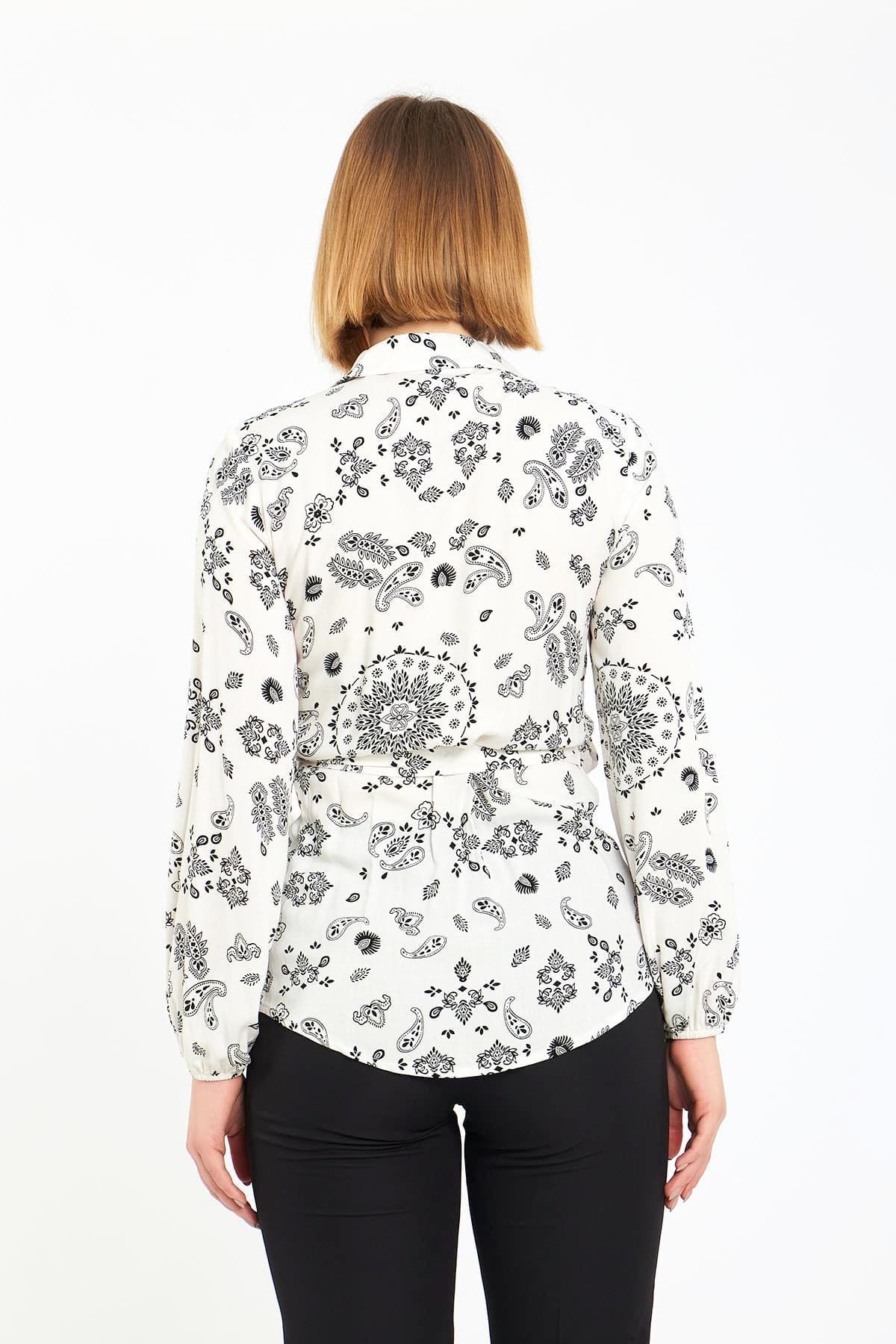 White Collared Waist-Tie Blouse