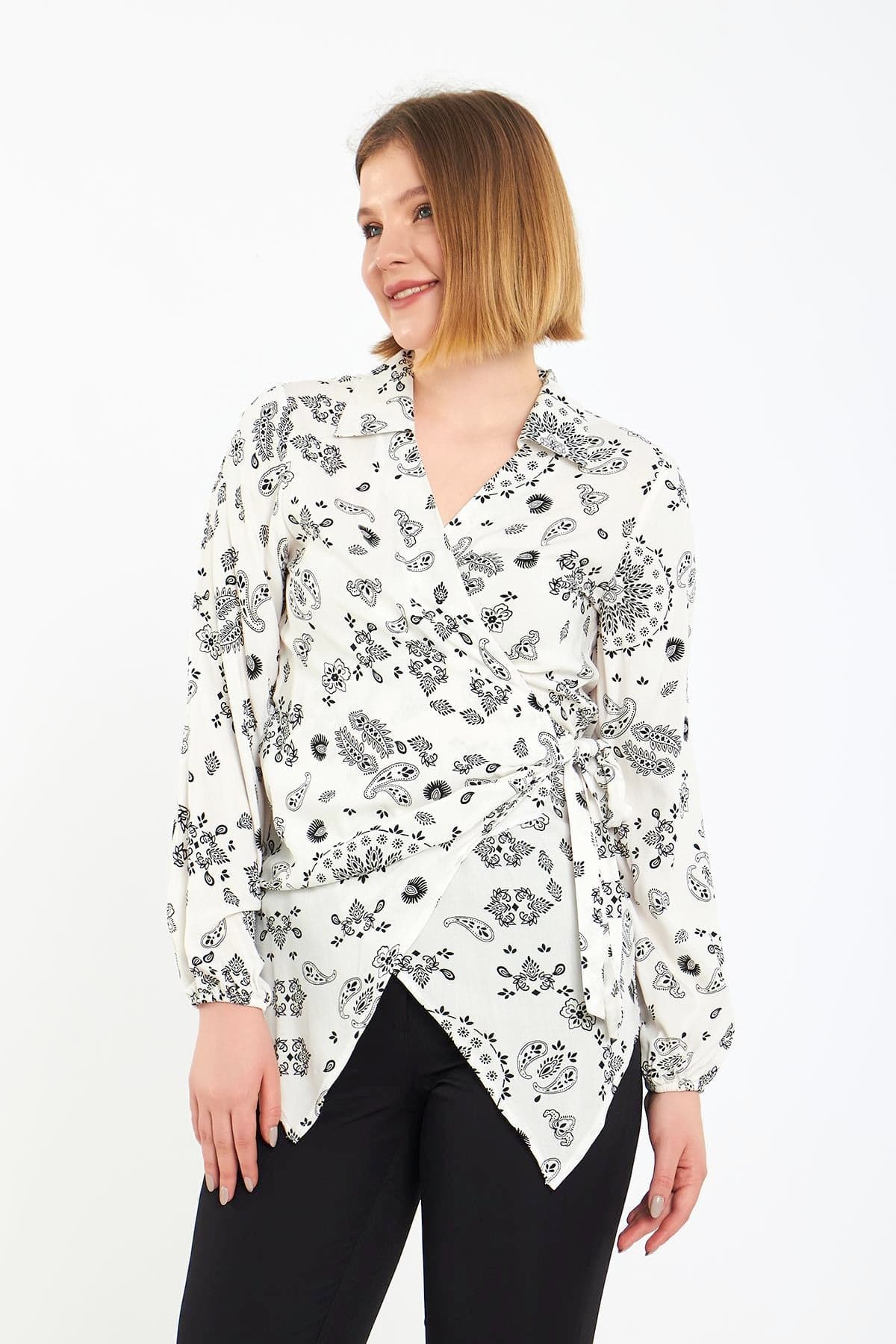 White Collared Waist-Tie Blouse