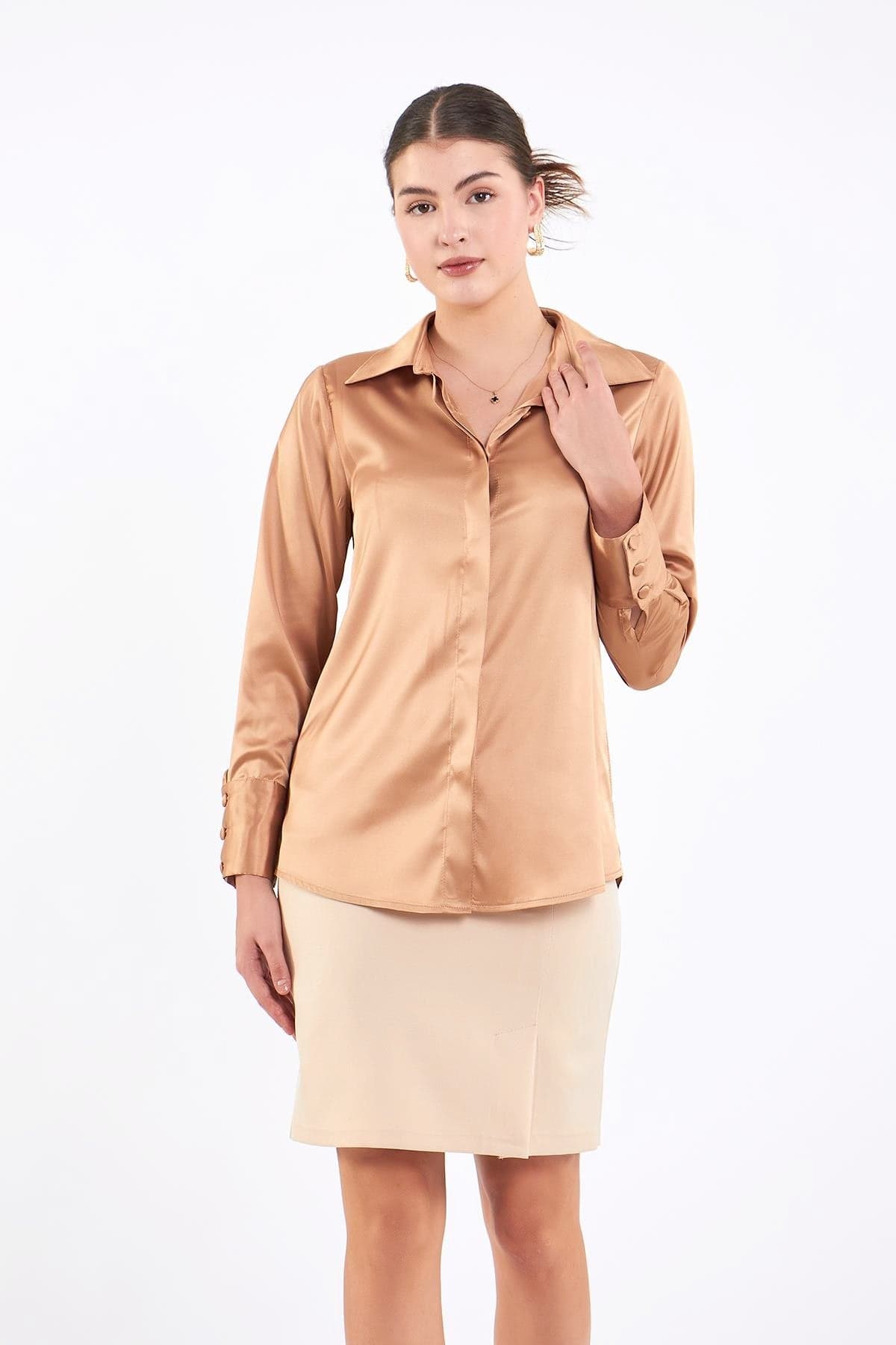 Three Button Satin Blouse
