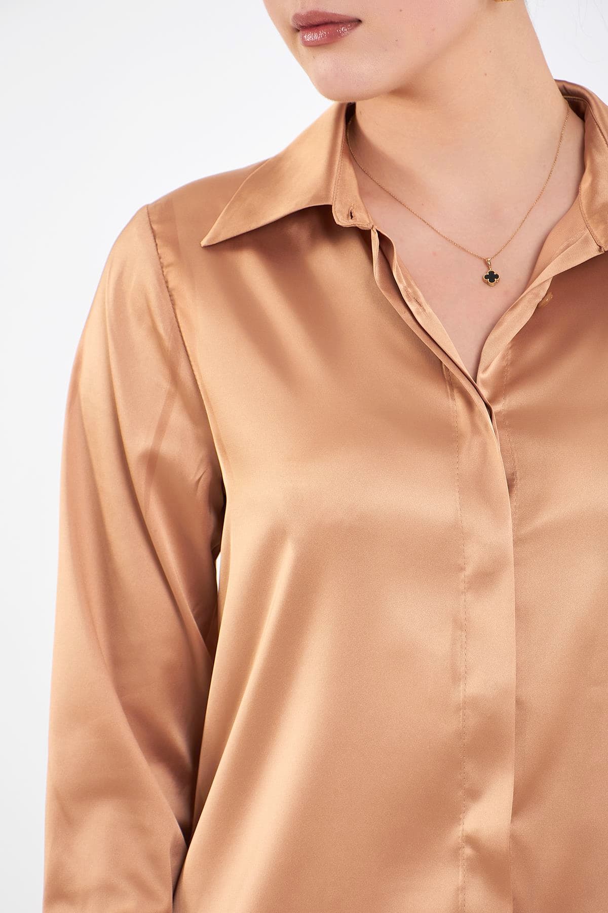 Three Button Satin Blouse