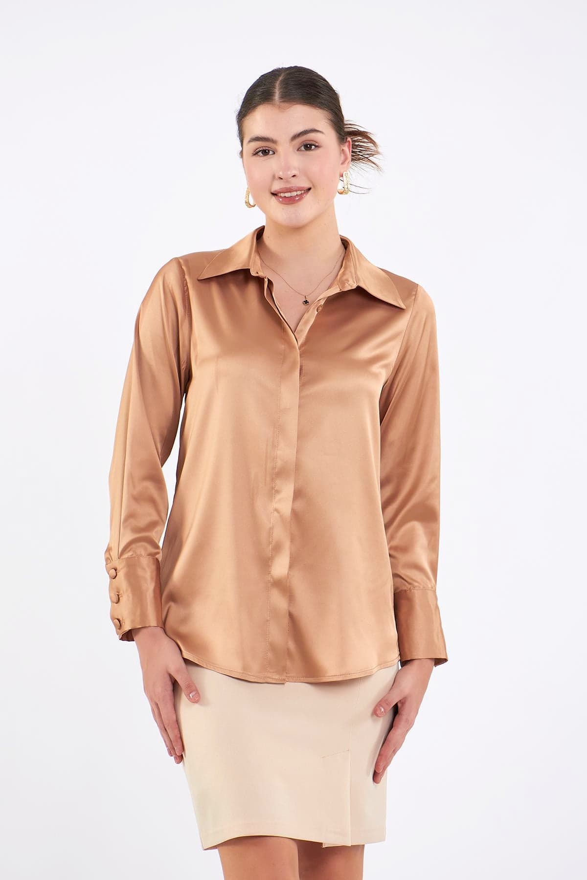 Three Button Satin Blouse