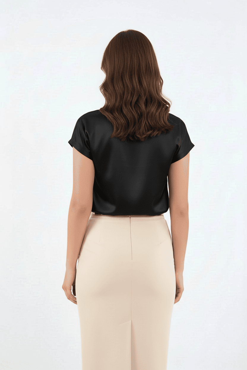 Short Sleeve Satin Blouse