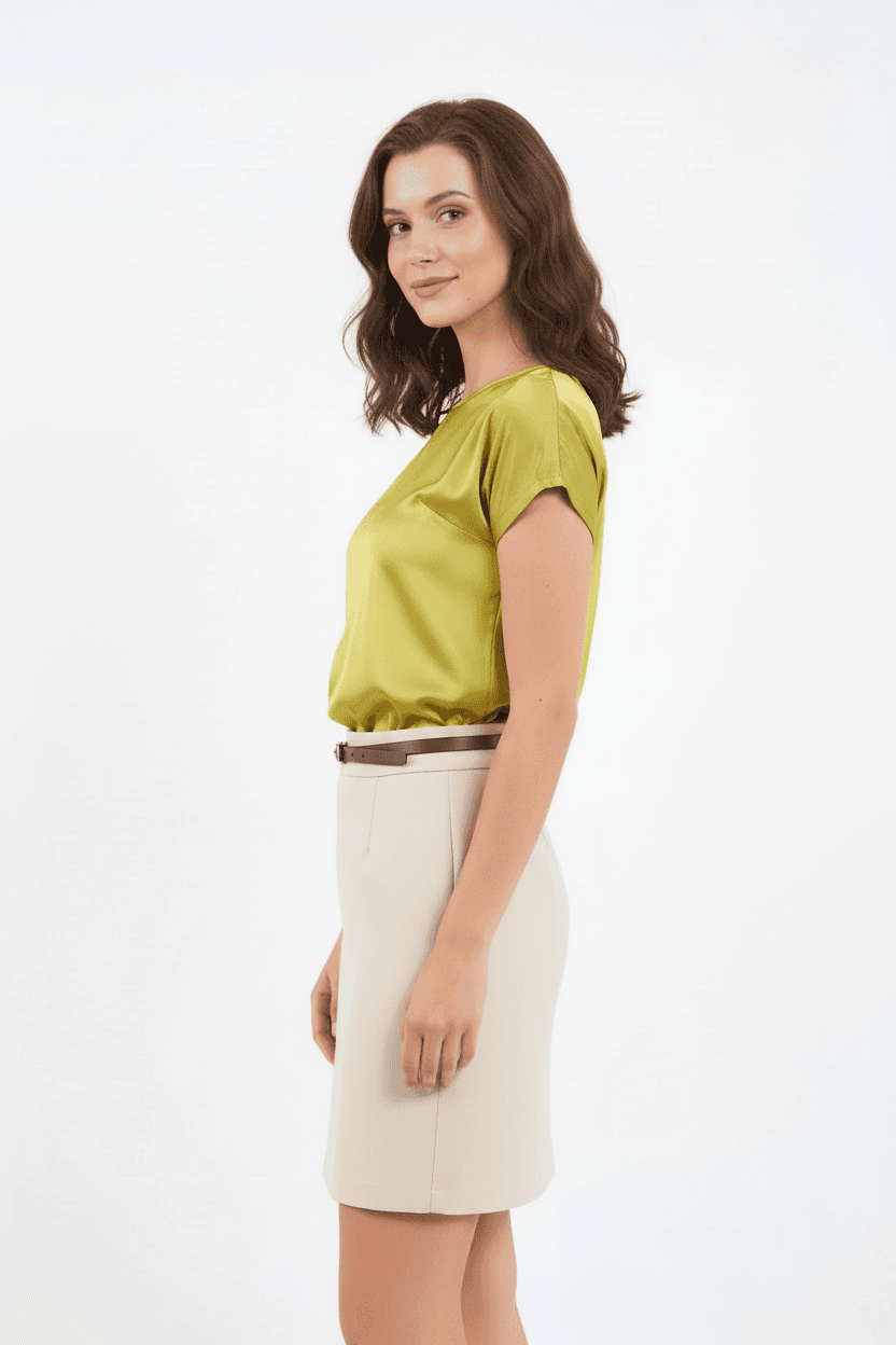 Short Sleeve Satin Blouse