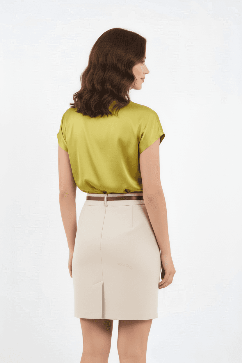 Short Sleeve Satin Blouse