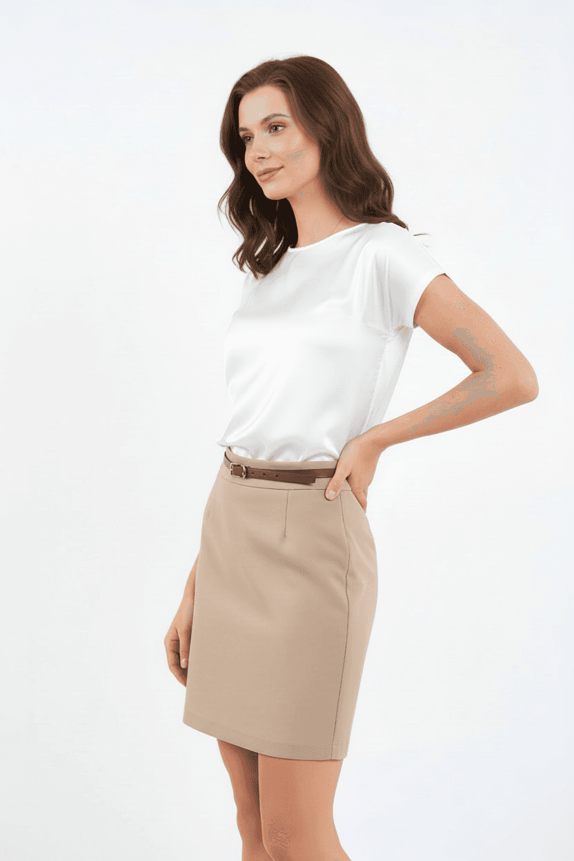 Short Sleeve Satin Blouse