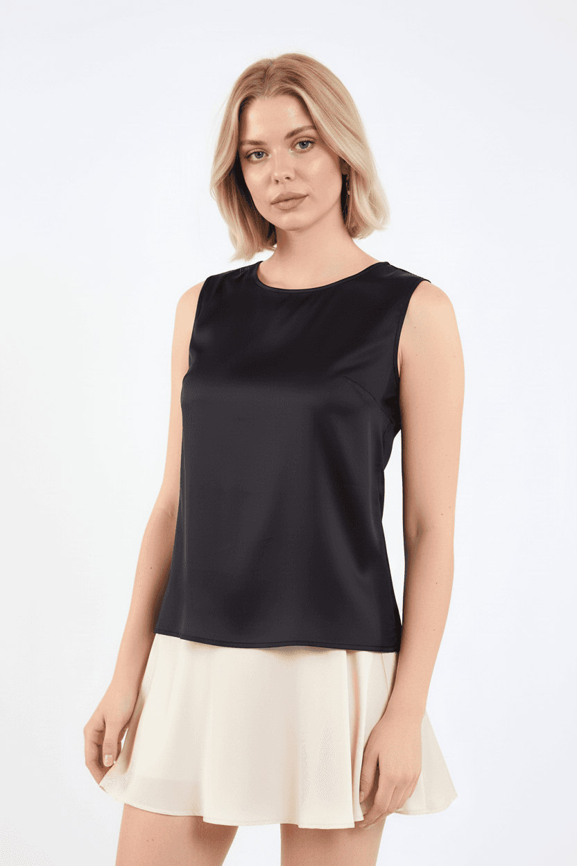 Sleeveless Satin Blouse