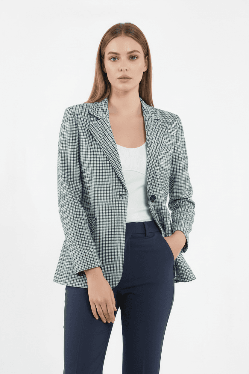 Blue Gingham Check Jacket