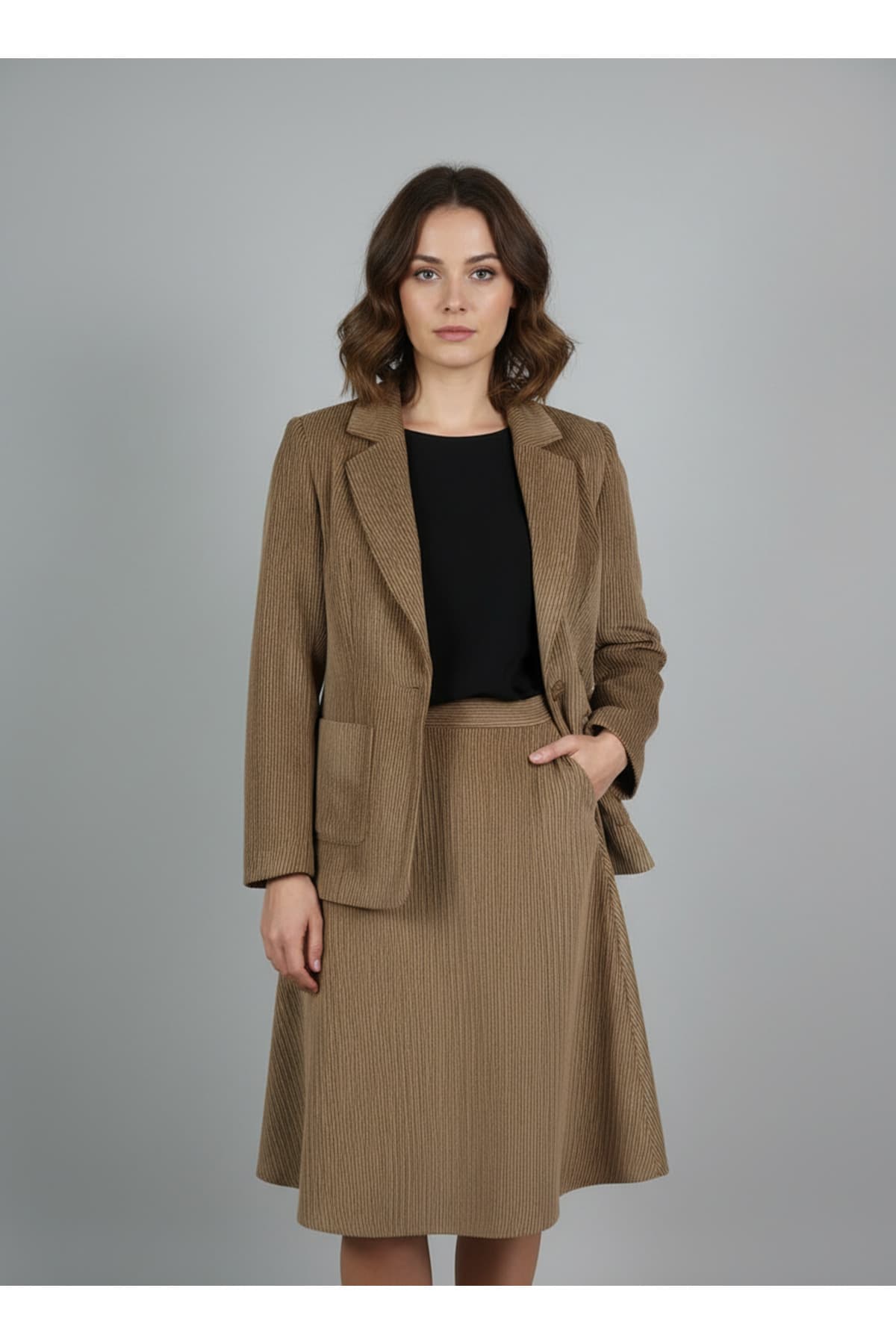 Corduroy Single-Button Jacket