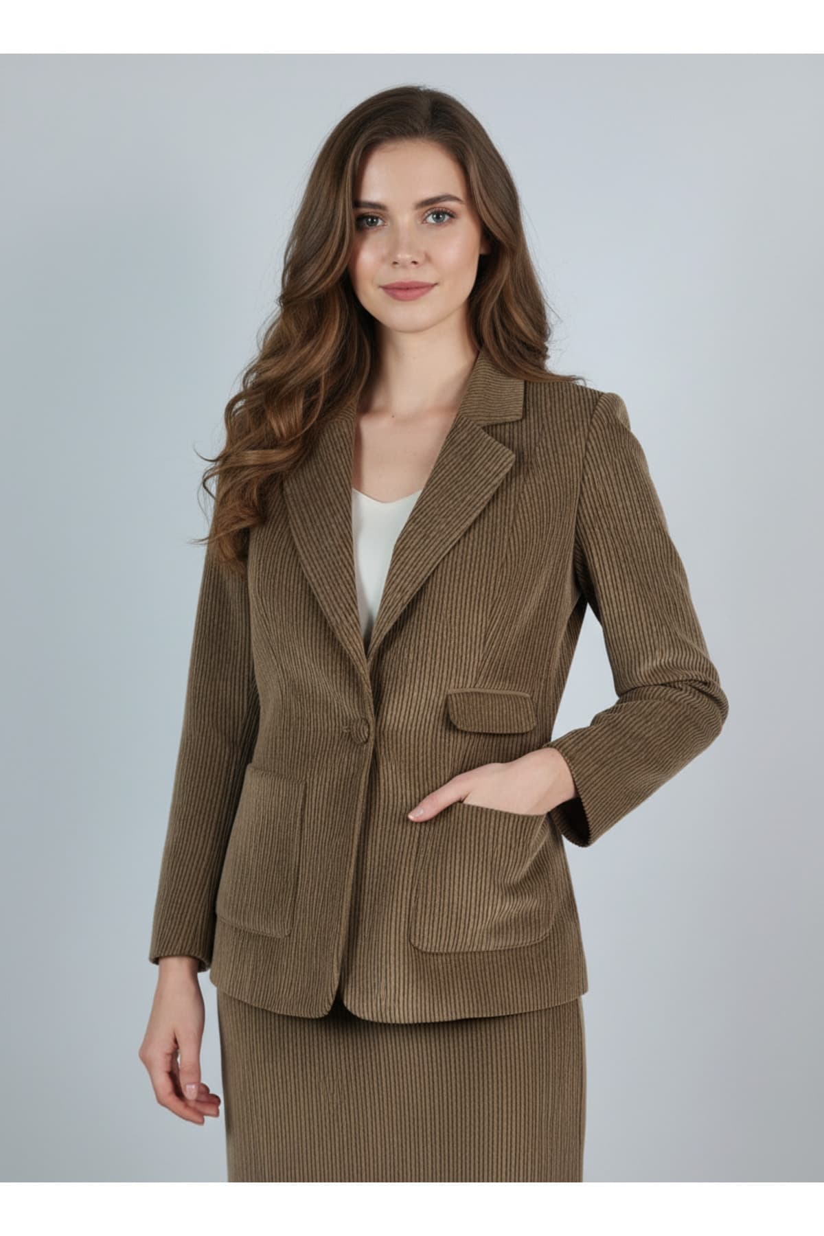Corduroy Single-Button Jacket