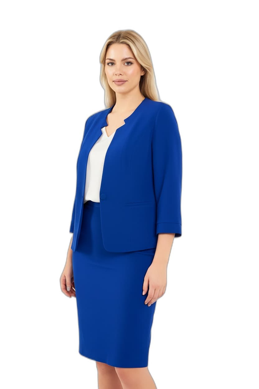 Navy Blue Half Sleeve Jacket Skirt Suit Dress
