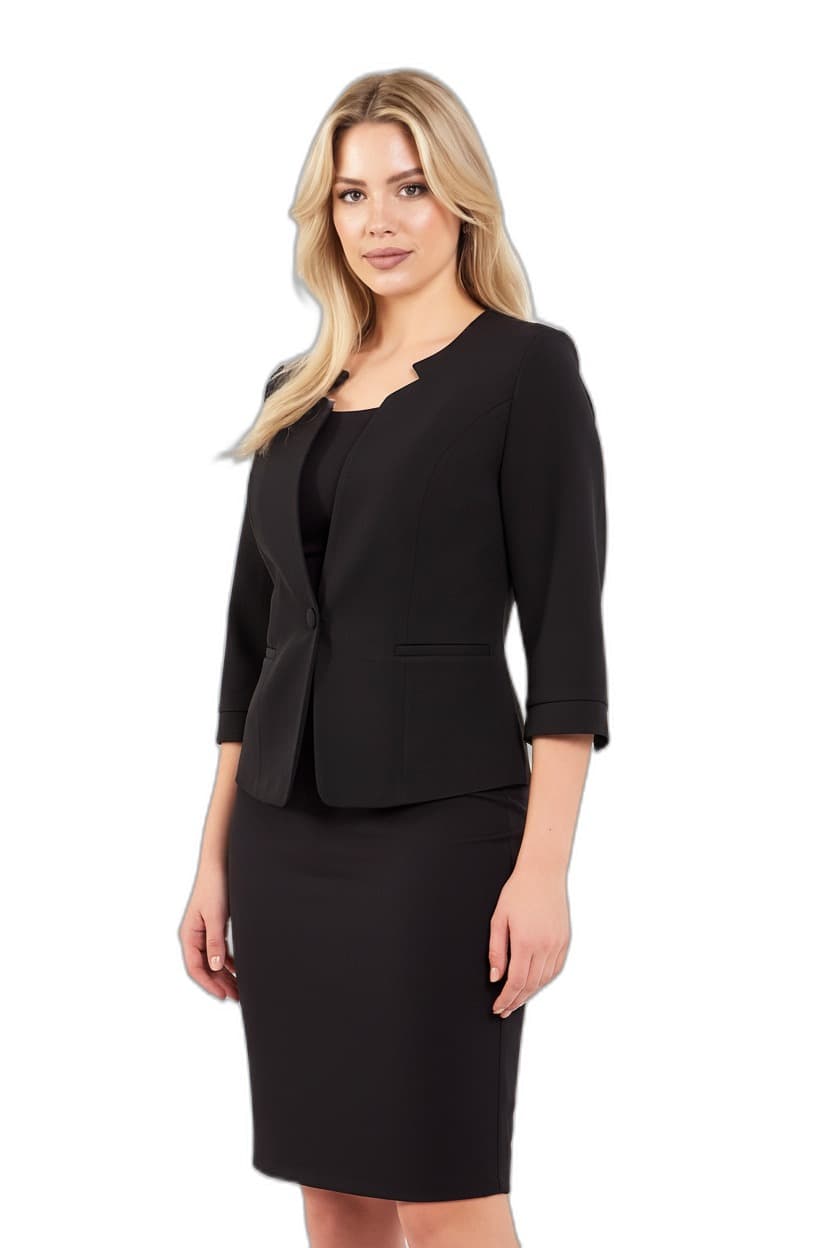 Black Half Sleeve Jacket and Skirt Suit Dress