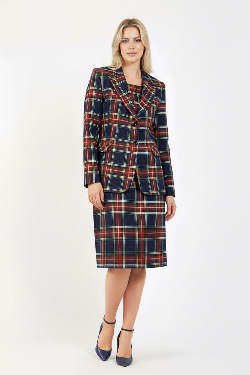 Navy Checked Sleeveless Dress