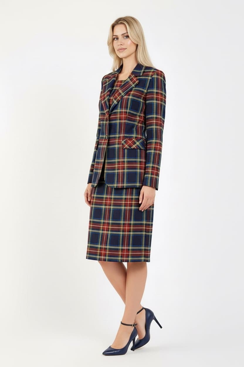 Navy Checked Sleeveless Dress